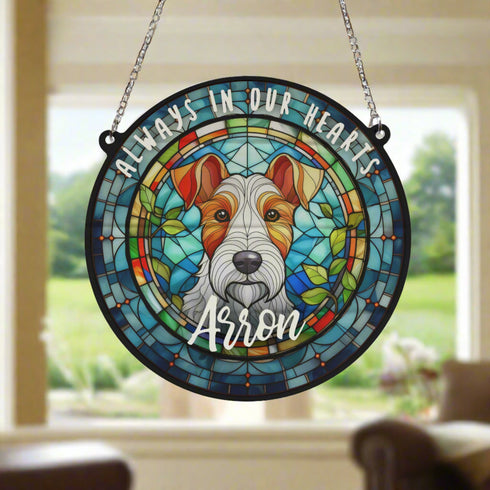 Fox Terrier Memorial Stained Glass Effect Suncatcher